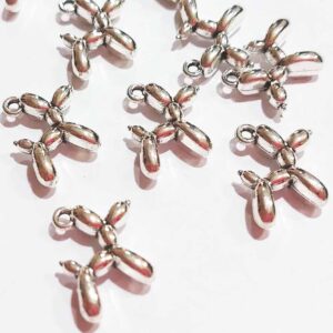20 Dijes perrito perro globo plateado 1,9 cm x 1,6 cm