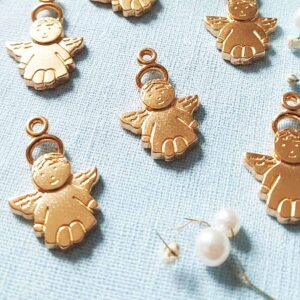 40 Dijes angelitos comunión bautismo dorado 1,9 cm x 1,3 cm