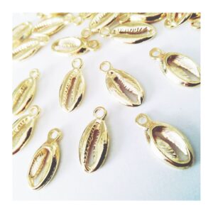 12 Dijes marinos buzios dorados fantasia 1,7 cm x 0,8 cm