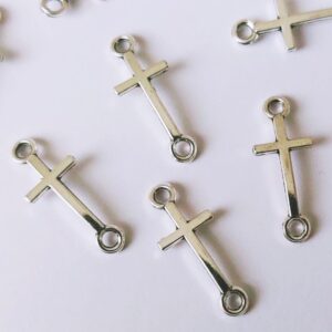 20 Dijes cruz cruces doble agarre pequeña 2 cm x 0,8 cm