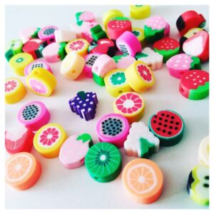20 Dijes fimo frutas frutitas pasantes surtidos