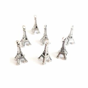 20 Dijes Torre Eiffel 3D metal 1,9 cm x 0,9 cm