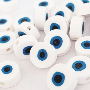 30 Dijes fimo ojitos ojos color blanco pasante 1 cm