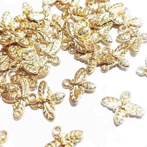 100 Dijes Abejita Dorada Pequeña 1,5 Cm X 1,4 Cm