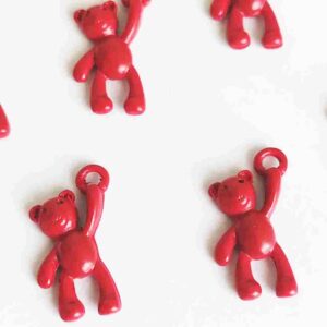 20 Dije osito pequeño esmaltado rojo 2,1 cm x 1,3 cm