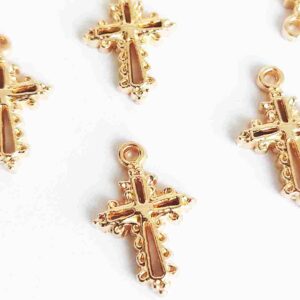 30 Dije cruz cruces pequeña dorada 2 cm x 1,3 cm