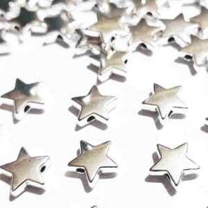 50 Dije estrella estrellita pasante plateada 1 cm
